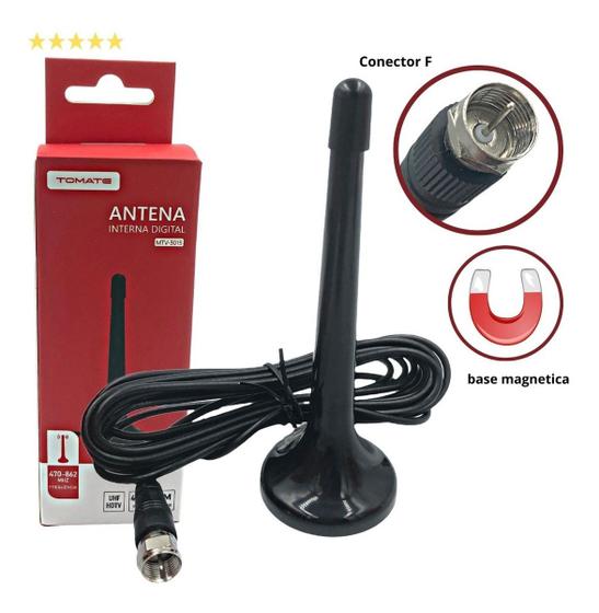 Antena Tv Digital Hdtv 4-6dbi Interna C/ Cabo 3m Tomate Menor preço em Antena Tv Digital Hdtv 4-6dbi Interna C/ Cabo 3m Tomate