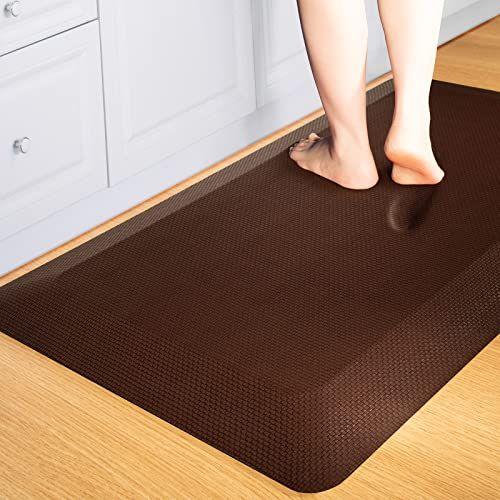 Imagem de Anti Fadiga Mat Floor Kitchen Mat, FEATOL Standing Desk Mat Foam Almofadado Anti Fatigue Mats Comfort Standing Pad 9/10 polegadas de espessura (20 "x 39, marrom)