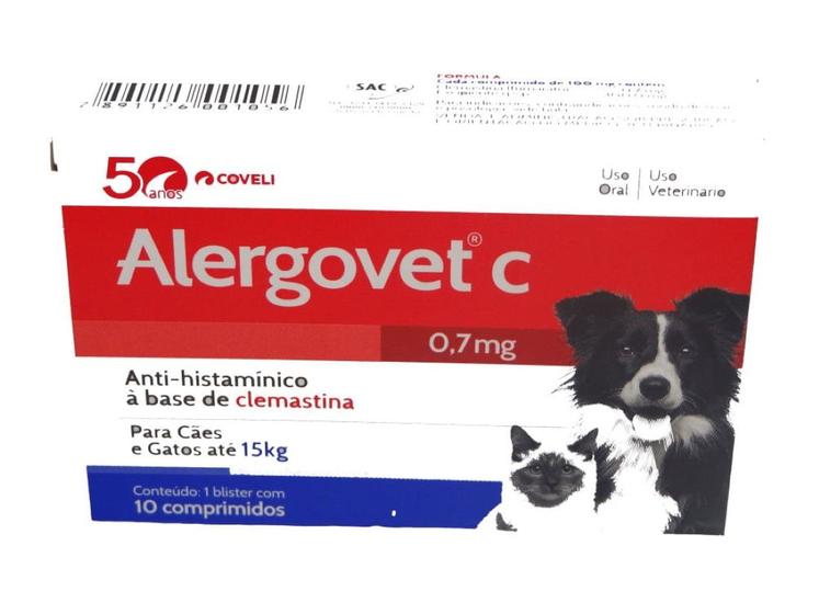 Imagem de Anti-Histamínico Alergovet Coveli 0,7mg c/ 10 Comprimidos