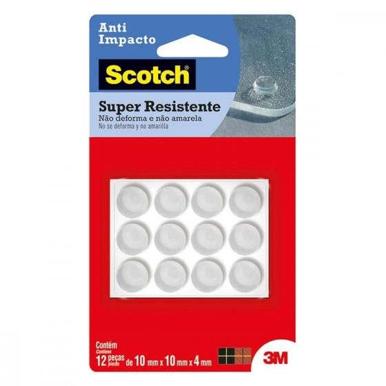 Imagem de Anti Impacto Adesivo 3M Scotch Redondo 10Mm X 10Mm X 4Mm Com 12 Pecas