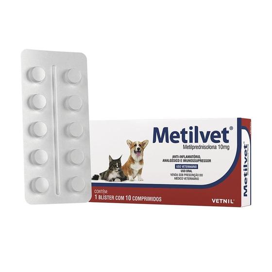 Imagem de Anti-inflamatório Vetnil Metilvet 10 mg para Cães e Gatos - 10 Comprimidos