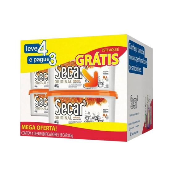 Imagem de Anti Mofo Pack Promocional Secar Leve 4 Pague 3 80g cada Desumificador  Anti Umidade  Fungos Cheiro Guarda Roupas Gaveta 