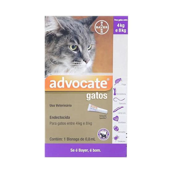 Imagem de Anti Pulgas Bayer Advocate Gatos De 4 A 8Kg 1 Bisnaga 0,8Ml