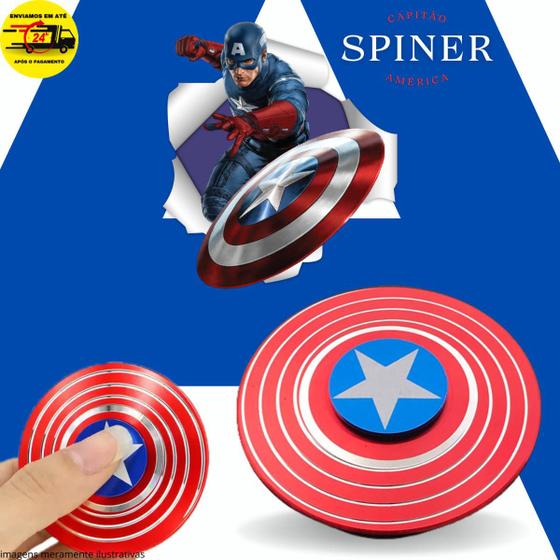 Imagem de Anti-stress Hand Spinner Escudo Capitão América Brinquedo Infantil Relaxamento