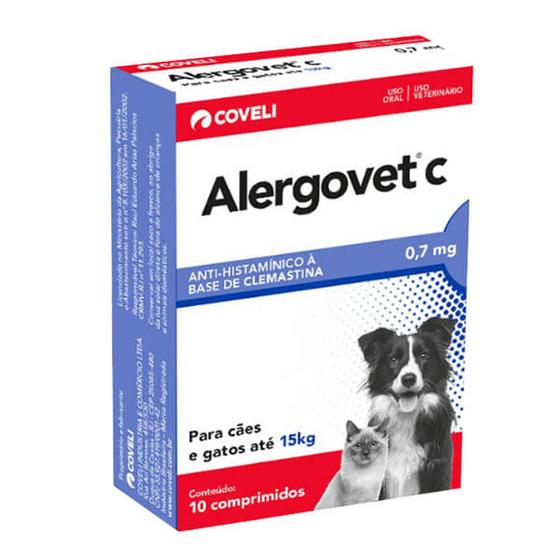 Imagem de Antialérgico Alergovet C Para Cães e Gatos até 15kg 0,7 mg 10 comprimidos