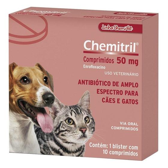 Imagem de Antibiótico Chemitril 50mg - Embalagem com 10 Comprimidos