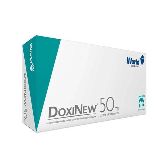 Imagem de Antimicrobiano DoxiNew para Cães e Gatos 50mg com 14 comprimido - WORLD VETERINARIA