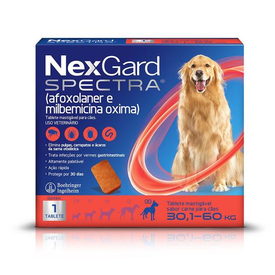 Imagem de Antiparasitário NexGard Spectra para Cães de 30,1 a 60  kg - 1 Comprimido