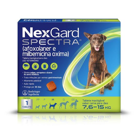 Imagem de Antiparasitário NexGard Spectra para Cães de 7,6 a 15 kg - 1 Comprimido