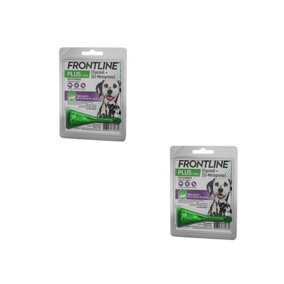 Imagem de Antipulga e Carrapato Frontline Plus - Cães 20,0 a 40,0 KG  - 2,68 ml ( 02 Pipeta) -  kit com 02
