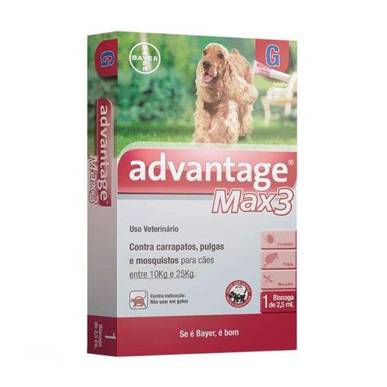 Imagem de Antipulgas Advantage Max3 2,5ml para Cães entre 10 e 25kg