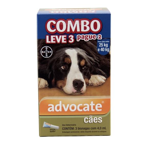 Imagem de Antipulgas Advocate Cães Leve 3 Pague 2 - 4,0ml  25 A 40 Kg