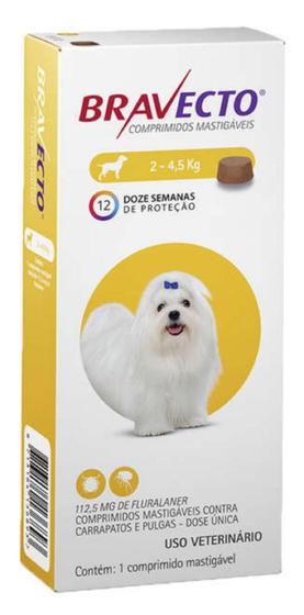 Antipulgas Bravecto 112 mg Para Cães De 2 A 4,5 Kg - MSD - 30 JUNHO 2023 Menor preço em Antipulgas Bravecto 112 mg Para Cães De 2 A 4,5 Kg - MSD - 30 JUNHO 2023