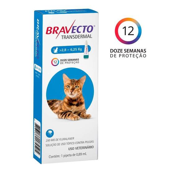 Imagem de Antipulgas Bravecto Transdermal MSD para Gatos 2,8 a 6,25kg - 1 Unidade