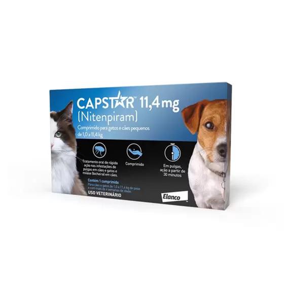 Imagem de Antipulgas Capstar 11mg Cães e Gatos 11,4kg C/ 6 Comprimidos - ELANCO