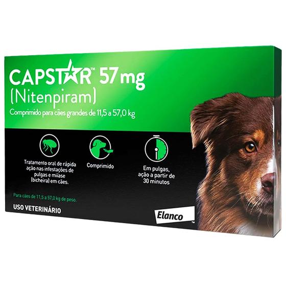 Imagem de Antipulgas Capstar 57mg Cães de 11,4kg a 57Kg C/1 Comprimido