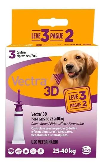 Imagem de Antipulgas Ceva Vectra 3D 4,7ml Cães de 25 a 40 Kg 3un