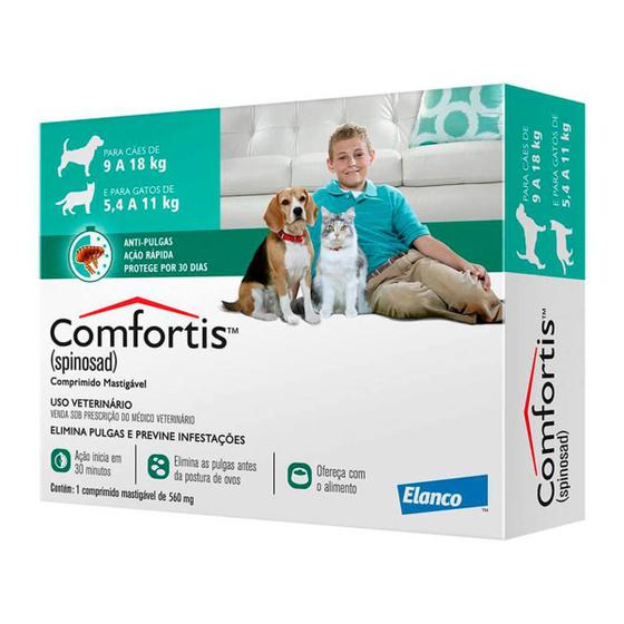Imagem de Antipulgas Comfortis 560 mg Caes 9 a 18 kg e Gatos 5,4 a 11 kg - 1 Unid
