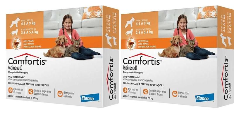 Imagem de Antipulgas Comfortis Cães 4,5 A 9kg Gatos 2,8 A 5,4kg 2 UN,