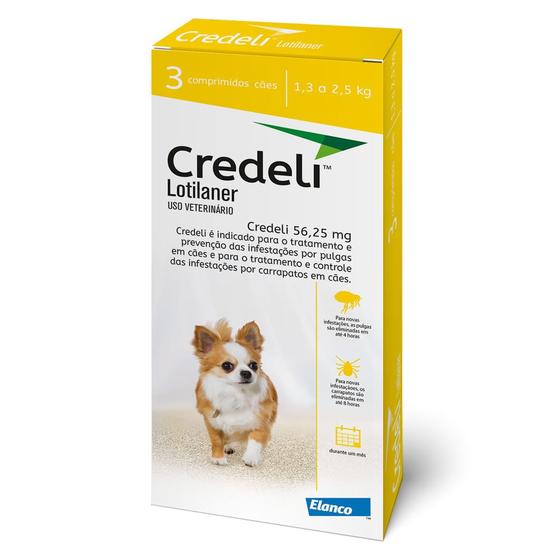 Imagem de Antipulgas credeli 56,25mg cães 1,3 a 2,5 kg - 3 comprimidos