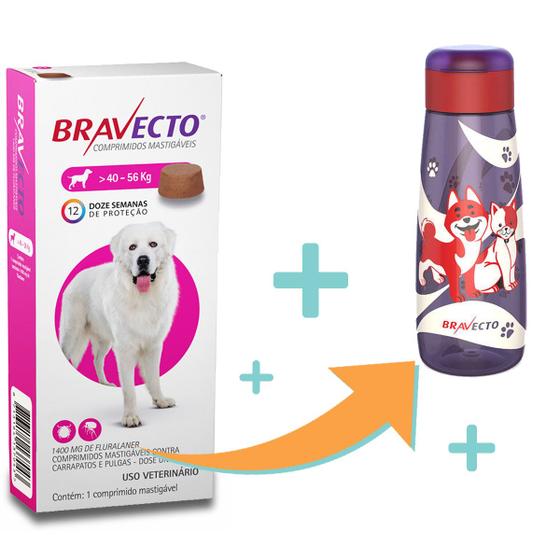 Imagem de Antipulgas e Carrapatos Bravecto 40 a 56 Kg 1400 mg + Garrafa