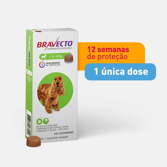 Imagem de Antipulgas e Carrapatos Bravecto MSD para Cães de 10 a 20 kg. PDB10694627