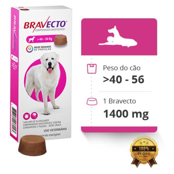 Imagem de Antipulgas e Carrapatos Bravecto MSD para Cães de 40 a 56 kg