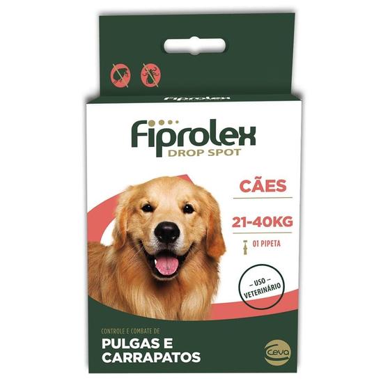 Imagem de Antipulgas e Carrapatos Ceva Fiprolex Drop Spot de 2,68 mL para Cães de 21 a 40 Kg - 1 Unidade