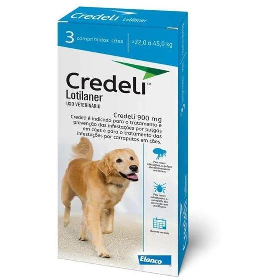 Imagem de Antipulgas E Carrapatos Credeli 900mg 22kg À 45kg Com 3 Comp