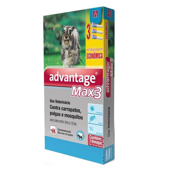 Imagem de Antipulgas e Carrapatos Elanco Advantage MAX3 para Cães de 4 a 10 Kg - 1 Bisnaga