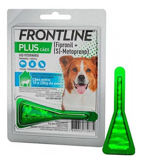 Imagem de Antipulgas E Carrapatos Frontline Plus Para Cães 10 A 20kg Remédio Medicamento Pipeta Aplicável