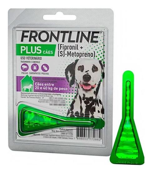 Imagem de Antipulgas E Carrapatos Frontline Plus Para Cães 20 A 40kg Medicamento Remédio Pipeta Aplicável