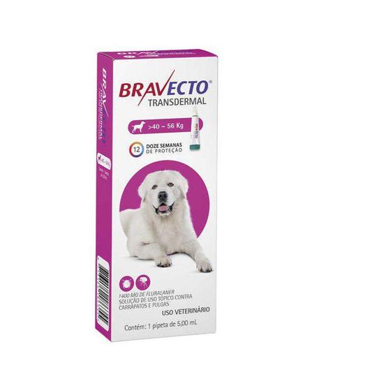 Imagem de Antipulgas e Carrapatos MSD Bravecto Transdermal para Cães de 40 a 56kg - 1.400mg