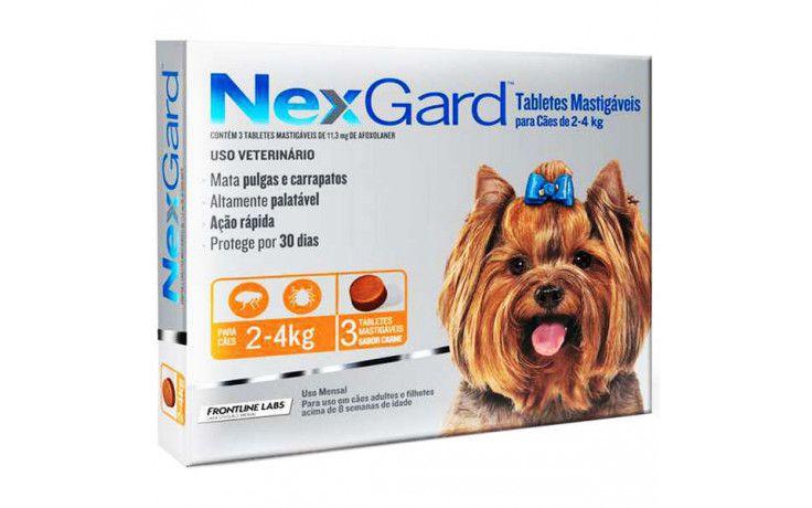 Imagem de Antipulgas E Carrapatos Nexgard Merial Para Cães De 2 A 4kg - 3 Tabletes