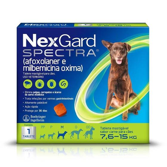 Imagem de Antipulgas e Carrapatos NexGard Spectra para Cães de 7,6 a 15kg - 1 Tablete