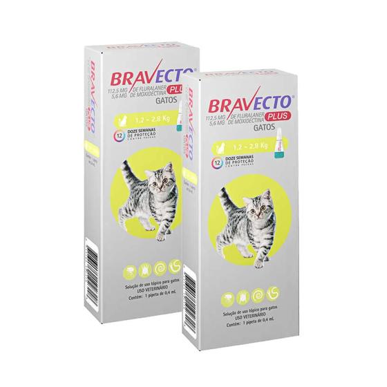 Imagem de Antipulgas MSD Bravecto Transdermal Plus para Gatos de 1,2 a 2,8 Kg - 1 Pipeta (2 Unidades)