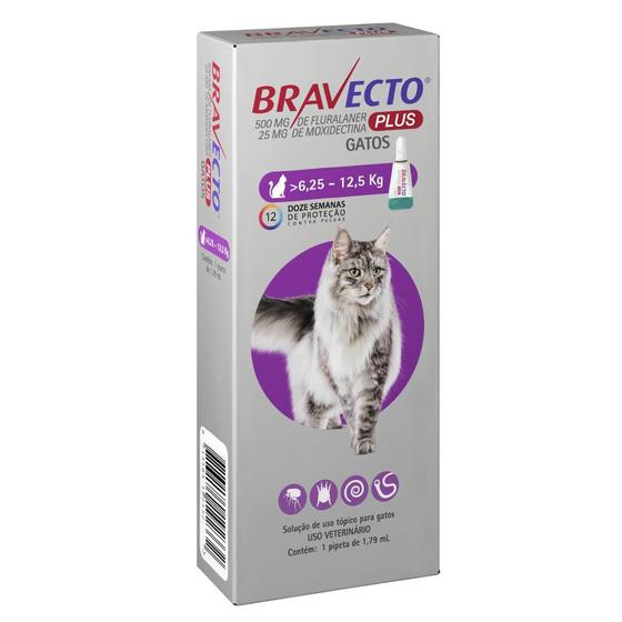 Imagem de Antipulgas MSD Bravecto Transdermal Plus para Gatos de 6,25 a 12,5 Kg - 1 Pipeta