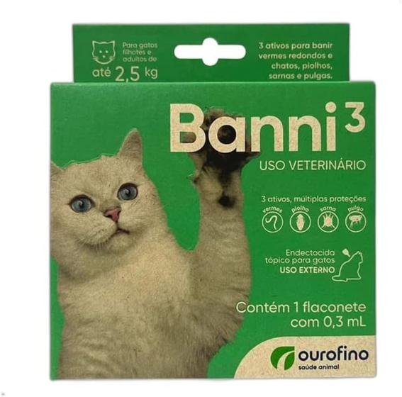 Imagem de Antipulgas Ourofino Banni 3 para Gatos até 2,5Kg