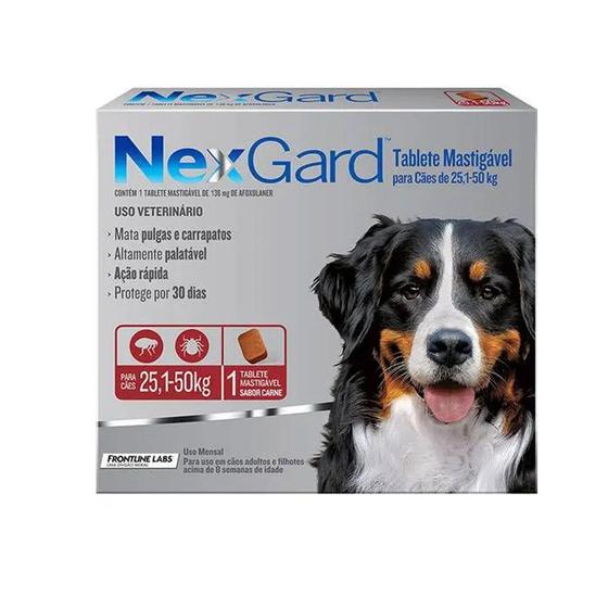 Imagem de Antipulgas Para Cachorro Nexgard 25 A 50Kg - 1 tablete 136Mg