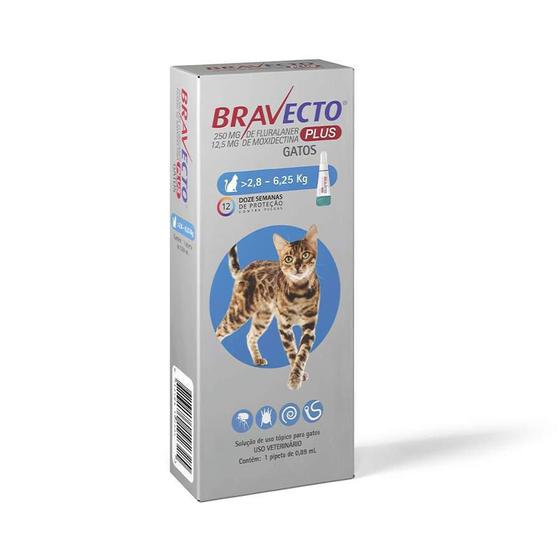 Imagem de Antipulgas Para Gatos Bravecto Plus 2,8Kg A 6,2Kg - 1 Pipeta