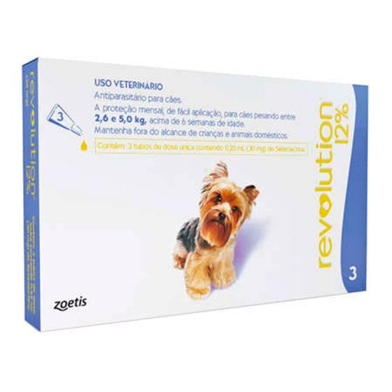 Imagem de Antipulgas Revolution 12% Cães 2,6 a 5Kg C/3 Pipetas - Zoetis