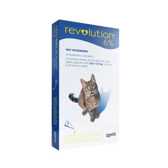 Imagem de Antipulgas Revolution 6% para Gatos de 2,6kg a 7,5kg 3 Tubos