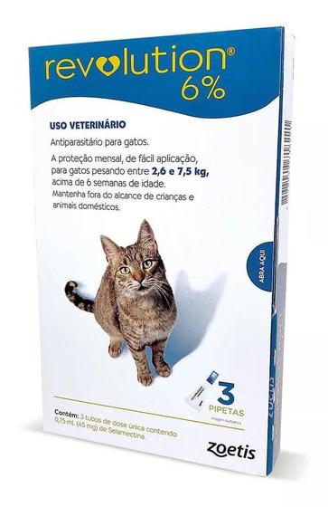 Imagem de Antipulgas Revolution Gatos 2,5 A 7,5 Kg 45mg - 3 Pipetas