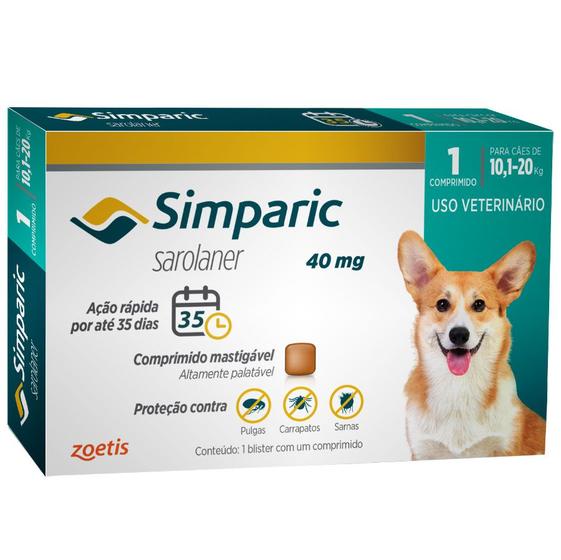 Imagem de Antipulgas Simparic 40 mg para cães 10,1 a 20 kg