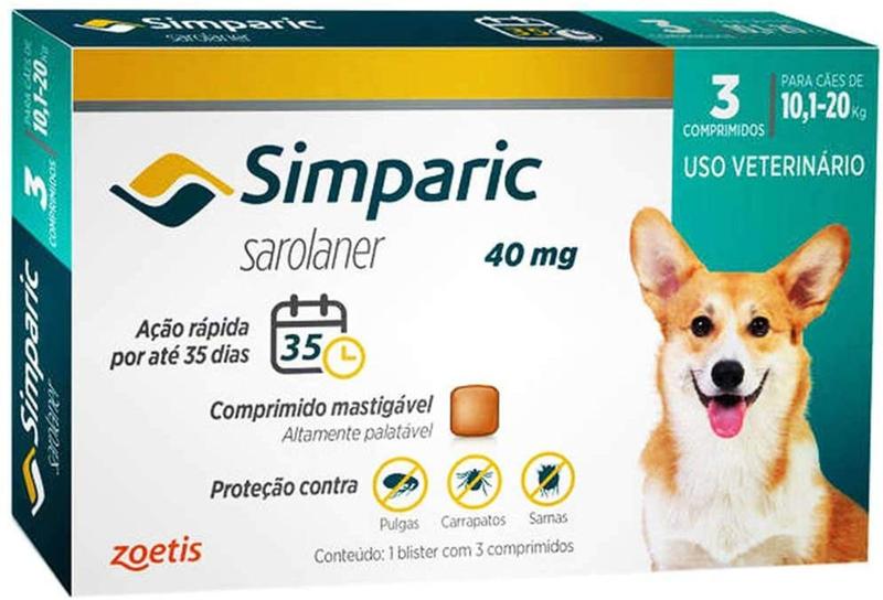 Imagem de Antipulgas Simparic para cães 10,1 a 20 kg com 3 tabletes