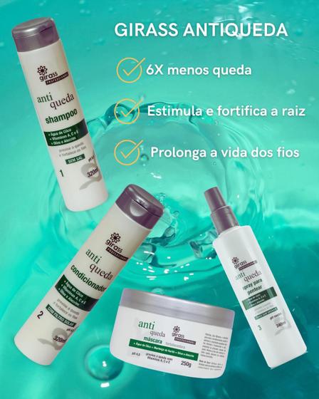 Imagem de Antiqueda, Linha completa,Shampoo Sem Sal pH 5,0 , Condicionador  com Filtro Solar, Máscara Fortalecedora  e Spray para pentear  Girass