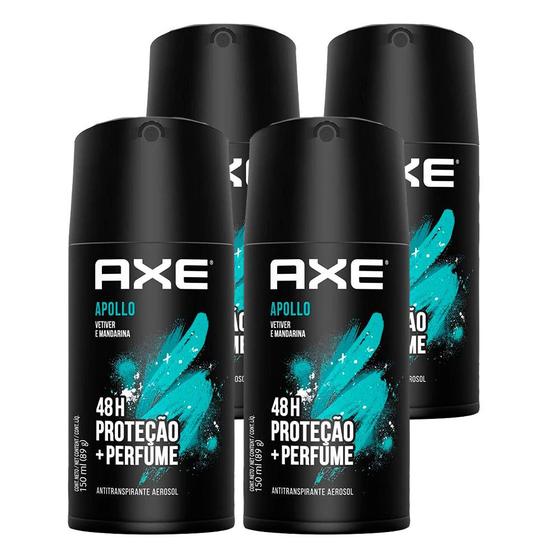 Antitranspirante Aerosol AXE Apollo Bodyspray Proteção 48H 150ml (Kit C/ 4) Menor preço em Antitranspirante Aerosol AXE Apollo Bodyspray Proteção 48H 150ml (Kit C/ 4)