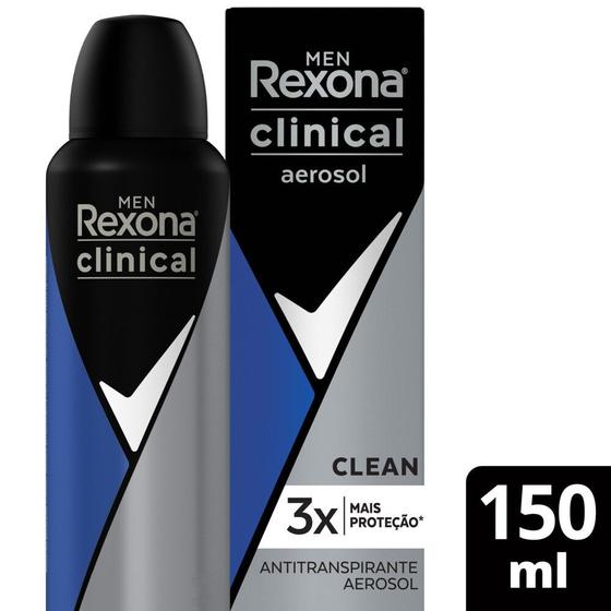 Imagem de Antitranspirante Aerossol Rexona Men Clinical Clean 150ml