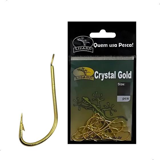 Imagem de Anzol Chapinha Crystal Gold N4 Sem Furo Pesca Cartela 15pçs