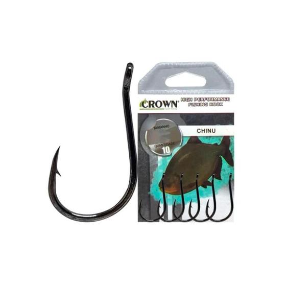 Imagem de Anzol Crown Chinu Black Super Resistente N 04 - Cartela Com 10 Unidades